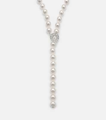 18kt 화이트 골드 펄 다이아몬드 네크리스 | Mikimoto