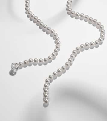 18kt 화이트 골드 펄 다이아몬드 네크리스 | Mikimoto