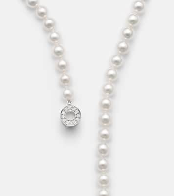 18kt 화이트 골드 펄 다이아몬드 네크리스 | Mikimoto