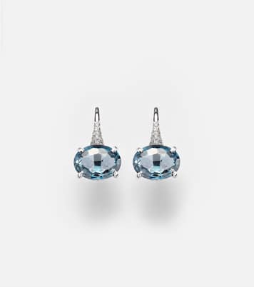18kt white gold drop earrings with diamonds and topaz | Shay Jewelry