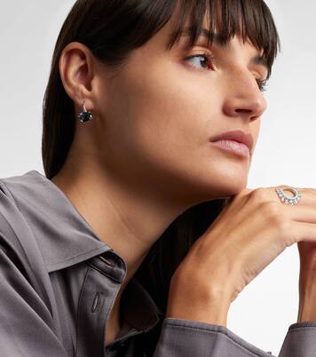18kt white gold drop earrings with diamonds and topaz | Shay Jewelry