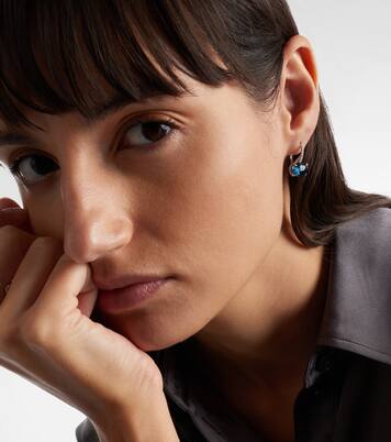 18kt white gold drop earrings with diamonds and topaz | Shay Jewelry