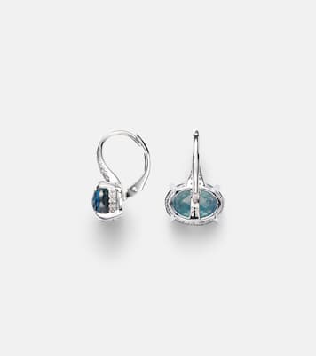 18kt white gold drop earrings with diamonds and topaz | Shay Jewelry