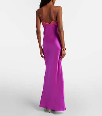 Lace-trimmed silk slip dress | Roberto Cavalli