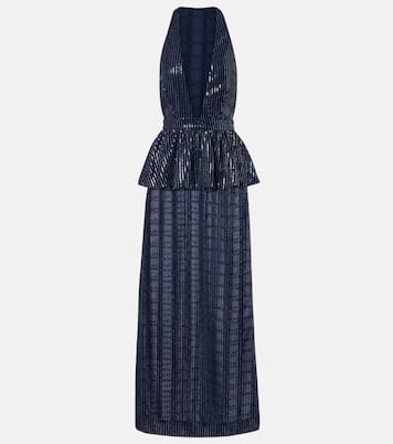 Sequined peplum maxi dress | Adriana Degreas