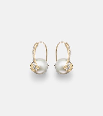 14kt gold (585/1000) earrings with pearls and diamonds | Sydney Evan