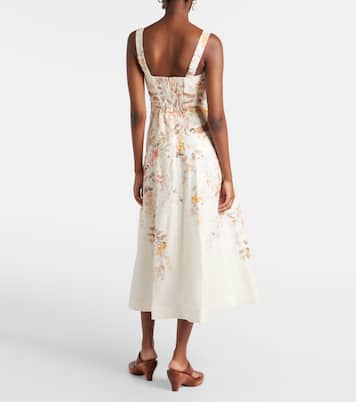 Vestido midi Luna de lino estampado | Zimmermann
