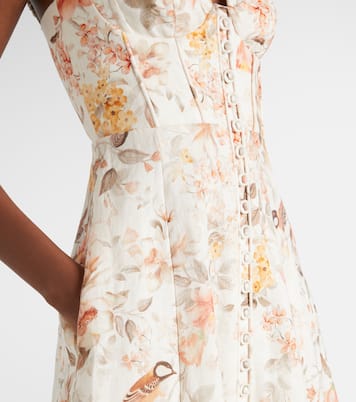 Vestido midi Luna de lino estampado | Zimmermann