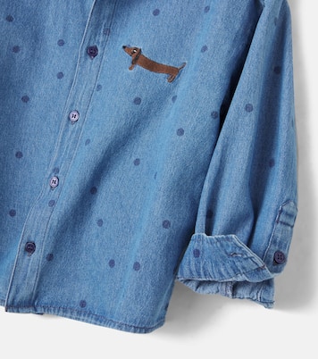 Embroidered polka-dot denim shirt | Mini Rodini