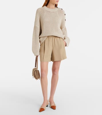 Leather-trimmed canvas slingback pumps | Tod's