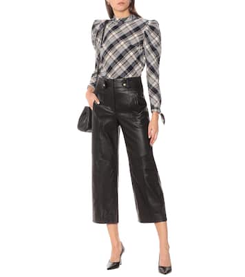 Pantalon raccourci Agee à taille haute en cuir | Veronica Beard