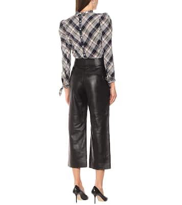 Pantalon raccourci Agee à taille haute en cuir | Veronica Beard