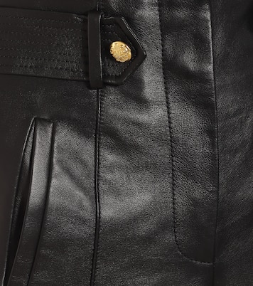Pantalon raccourci Agee à taille haute en cuir | Veronica Beard