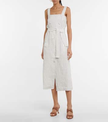 Abito midi Audrey in lino a righe | Altuzarra
