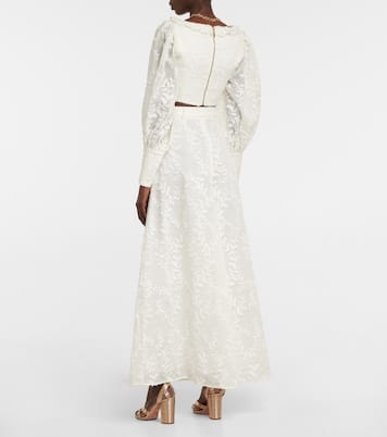 Top raccourci en lin et soie à fleurs | Zimmermann