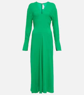 Abito midi in crêpe con scollo a V | Victoria Beckham
