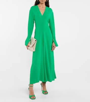 Abito midi in crêpe con scollo a V | Victoria Beckham