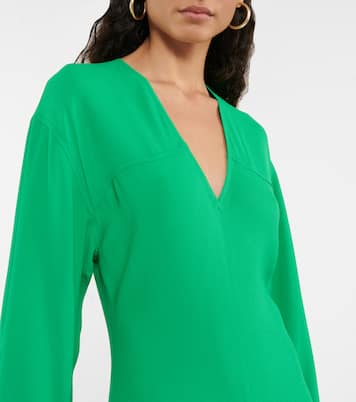 Abito midi in crêpe con scollo a V | Victoria Beckham
