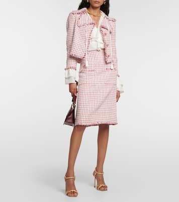 Cropped houndstooth wool-blend jacket | Etro
