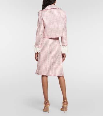 Cropped houndstooth wool-blend jacket | Etro