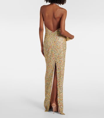 Simona sequined halterneck gown | Costarellos