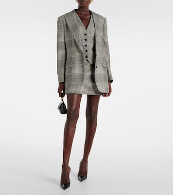 Mini-jupe en laine et cachemire à carreaux | Dolce&Gabbana
