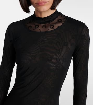 Abito lungo in mesh con piume sintetiche | Marine Serre