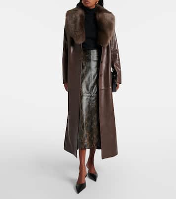Mantel Dakota aus Leder mit Shearling | Nour Hammour