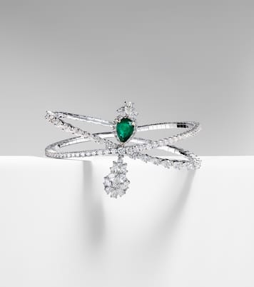 Bracciale Reign Supreme in oro bianco 18kt con diamanti e smeraldo | Yeprem