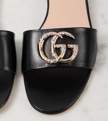 GG Crystal leather slides | Gucci