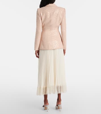 Sequined bouclé and chiffon midi dress | Self-Portrait