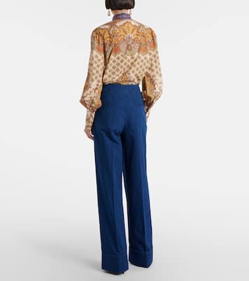 High-rise pleated wide-leg jeans | Valentino