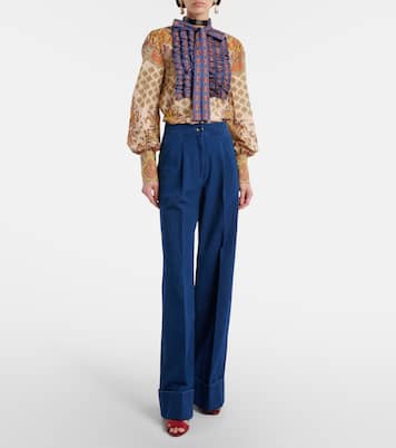 High-rise pleated wide-leg jeans | Valentino
