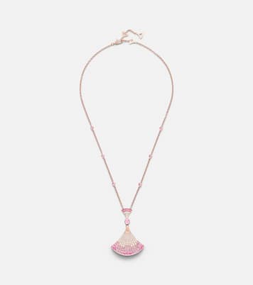Divas' Dream 18kt rose gold pendant necklace with diamonds, sapphires, and rubies | Bvlgari