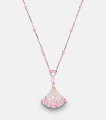Divas' Dream 18kt rose gold pendant necklace with diamonds, sapphires, and rubies | Bvlgari