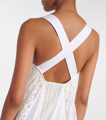 Abito lungo asimmetrico in cotone con pizzo | Loewe
