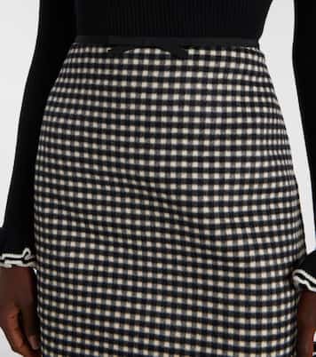Mini-jupe en laine et cachemire à carreaux | Valentino