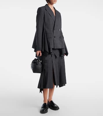 Prince of Wales check wool midi skirt | Sacai