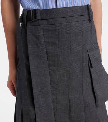 Prince of Wales check wool midi skirt | Sacai