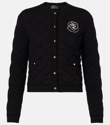 Cardigan in misto lana trapuntato con logo | Moncler