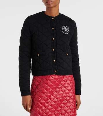 Cardigan in misto lana trapuntato con logo | Moncler
