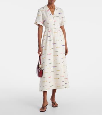 Vestido camisero Meryl de lino estampado | Staud
