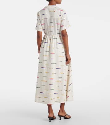 Vestido camisero Meryl de lino estampado | Staud
