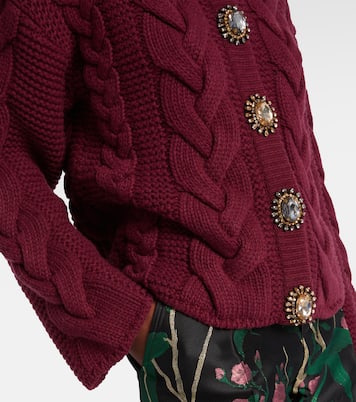 Portrait embellished wool-blend cardigan | La DoubleJ