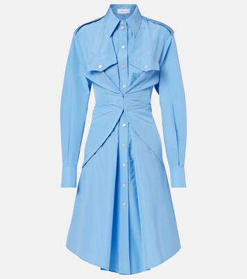Draped cotton-blend poplin shirt dress | McQueen
