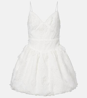 Floral-appliqué organza minidress | Self-Portrait