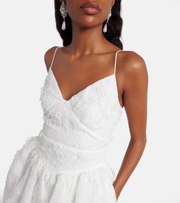 Floral-appliqué organza minidress | Self-Portrait