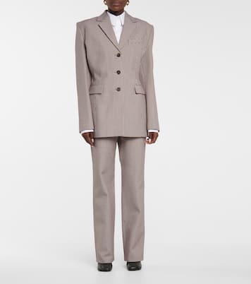 Houndstooth wool and cotton straight pants | Magda Butrym