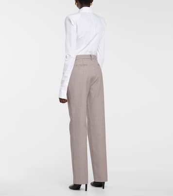 Houndstooth wool and cotton straight pants | Magda Butrym