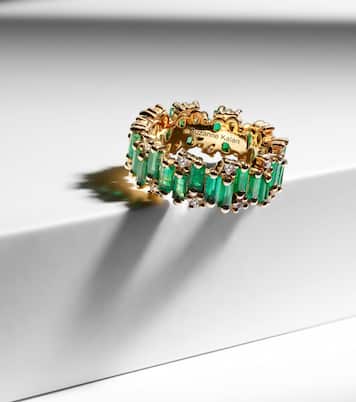 Bague en or 18 ct, diamants et émeraudes | Suzanne Kalan